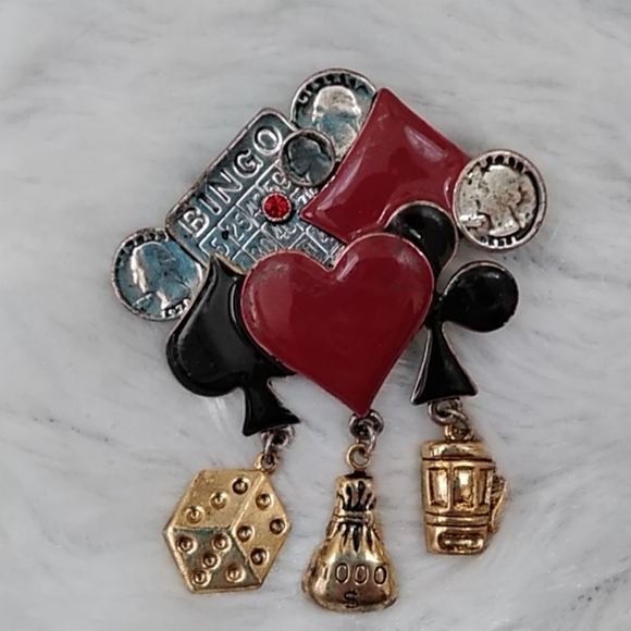 3/$15 Gambling Bingo Poker Dice Brooch Pin - Picture 4 of 6